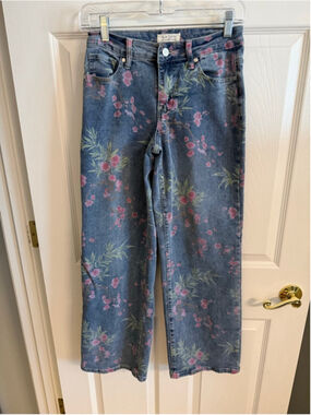Blue Turtle Exclusive Women's Floral Print Wide Leg Jeans SZ 1 Y2K Cottagecore